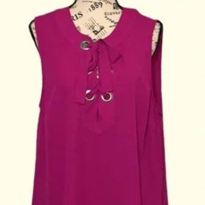Pink Michael Kors Sleeveless Tie Up Blouse